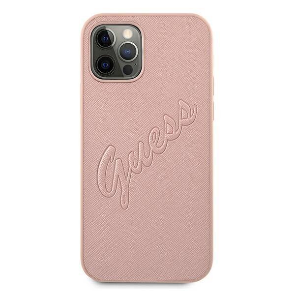 Telefoniümbris Guess iPhone 12 Pro Max 6,7" różowy/pink hardcase Saffiano Vintage Script, roosa hind ja info | Telefoni kaaned, ümbrised | kaup24.ee