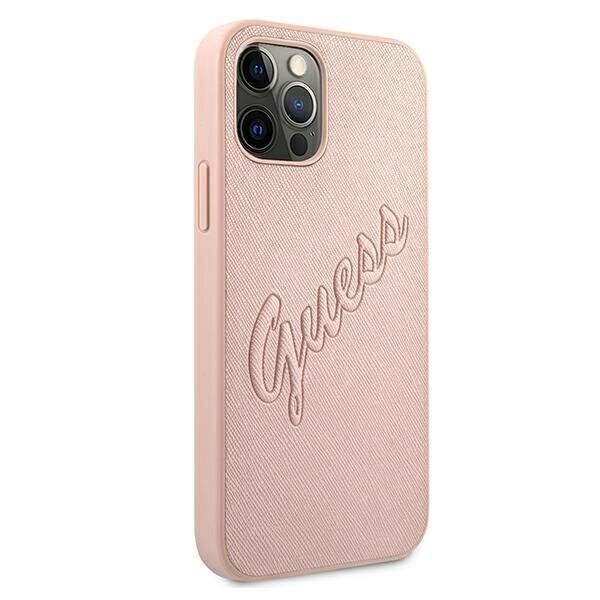 Telefoniümbris Guess iPhone 12 Pro Max 6,7" różowy/pink hardcase Saffiano Vintage Script, roosa hind ja info | Telefoni kaaned, ümbrised | kaup24.ee