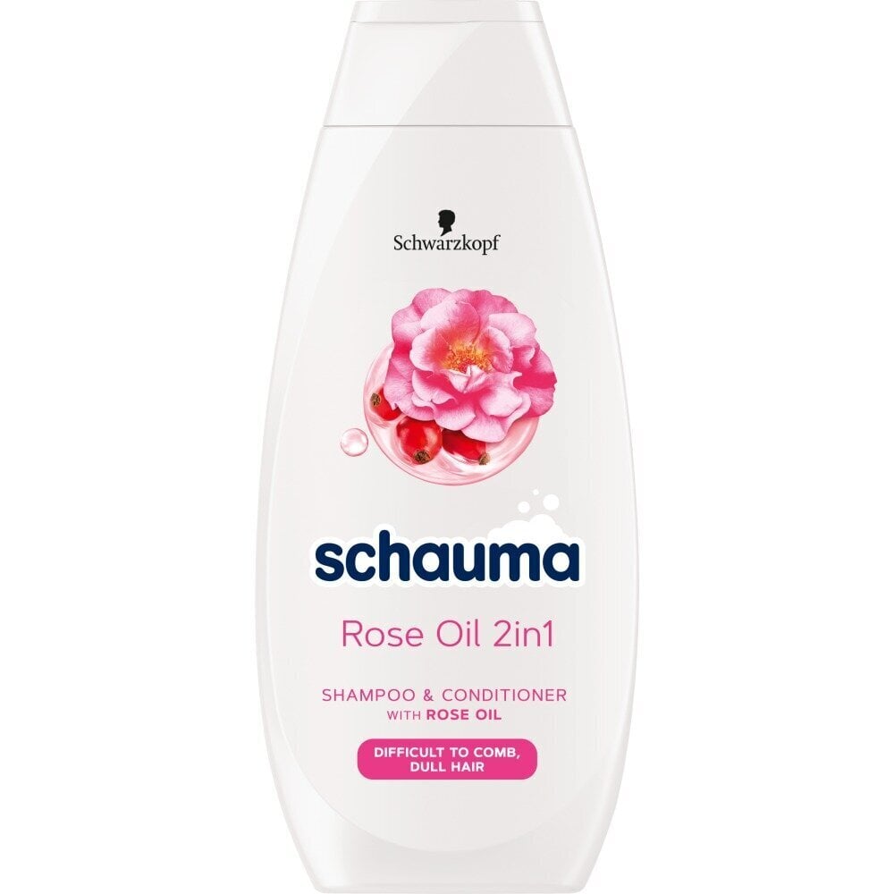 Šampoon palsamiga normaalsetele juustele Schauma Rose Oil 2in1 Shampoo and Conditioner, 400ml hind ja info | Šampoonid | kaup24.ee