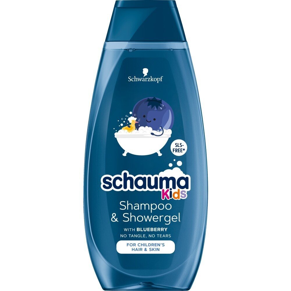 Šampoon kõikidele juuksetüüpidele ja dušigeel lastele Blueberry Schauma Kids Shampoo and Shower Gel, 400ml hind ja info | Laste ja ema kosmeetika | kaup24.ee