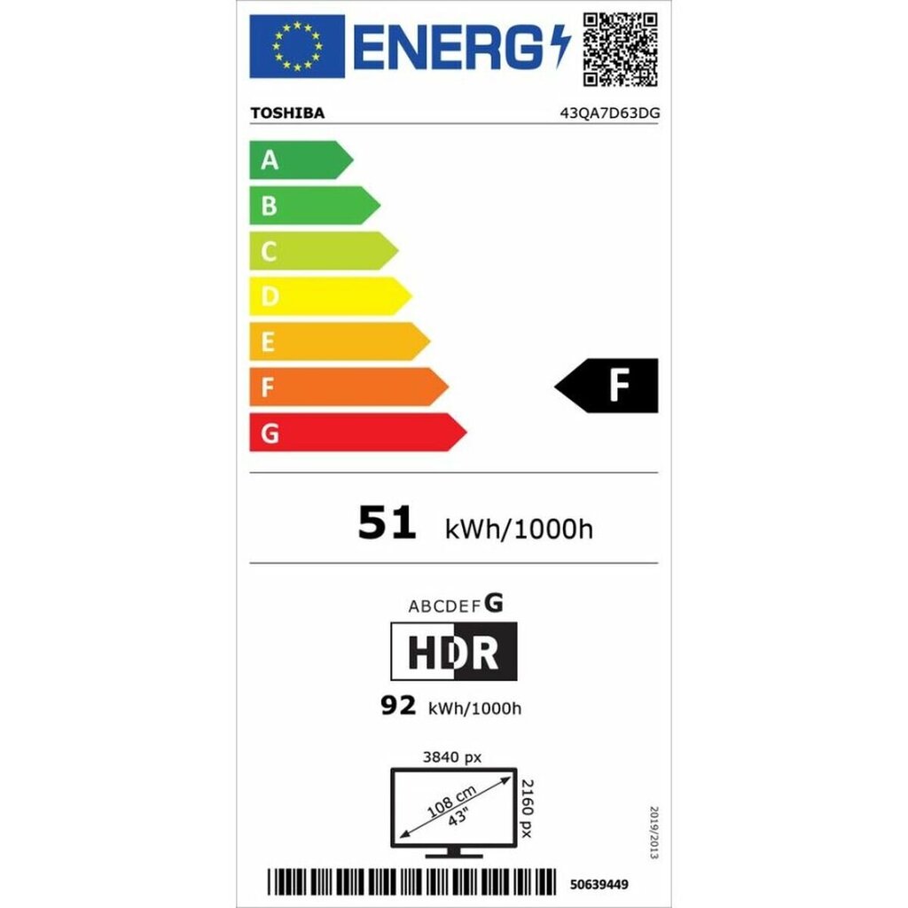 Toshiba 43QA7D63DG hind ja info | Telerid | kaup24.ee