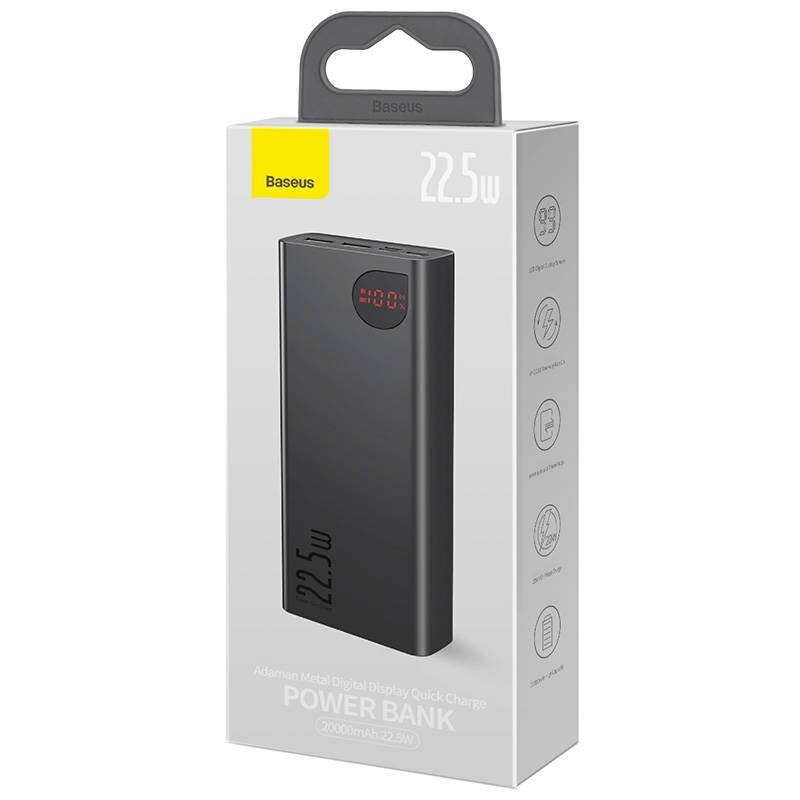 Powerbank Baseus Adaman Metal, 20000mAh, 22.5W (black) цена и информация | Akupangad | kaup24.ee