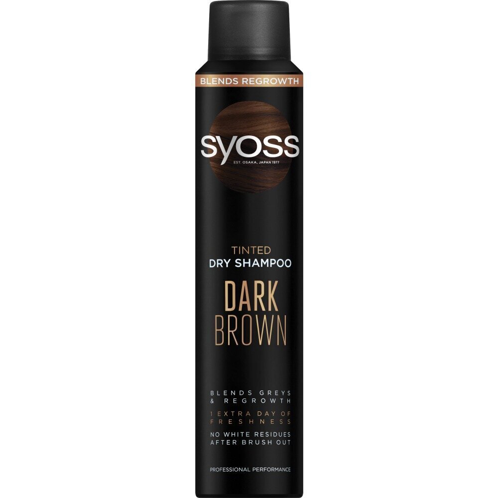 Kuivšampoon tumepruunidele juustele syoss Tinted Dry Shampoo Dark Brown, 200ml hind ja info | Šampoonid | kaup24.ee