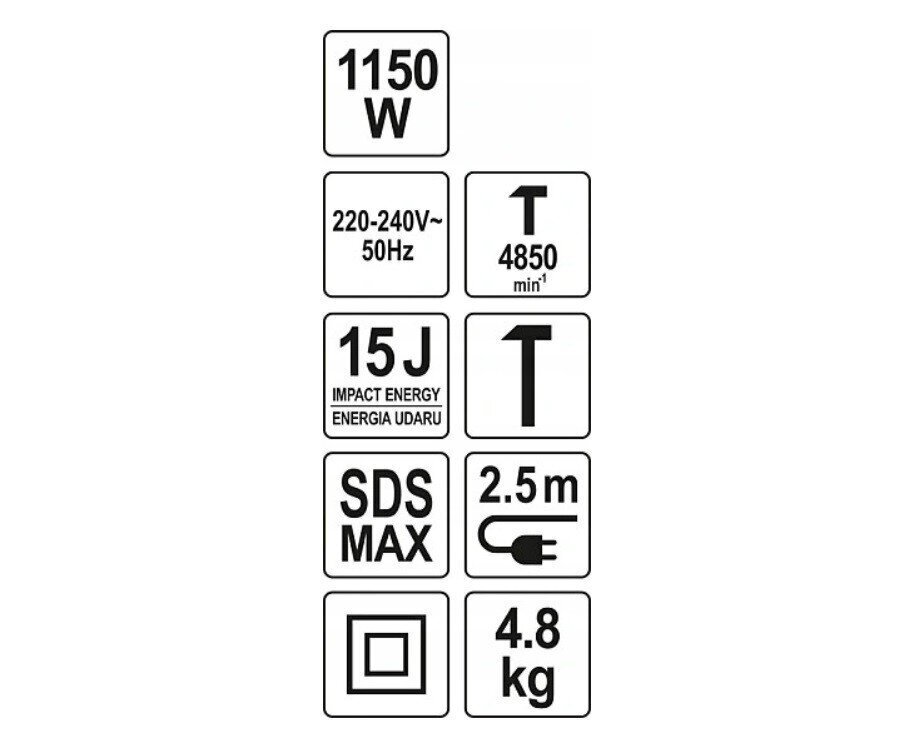 Betooni peitel Yato SDS-MAX 1150W 15J, YT-82133 hind ja info | Lööktrellid | kaup24.ee