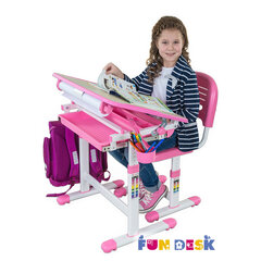 Растущий детский стол и стул FunDesk Bambino, розовый цена и информация | Компьютерные, письменные столы | kaup24.ee
