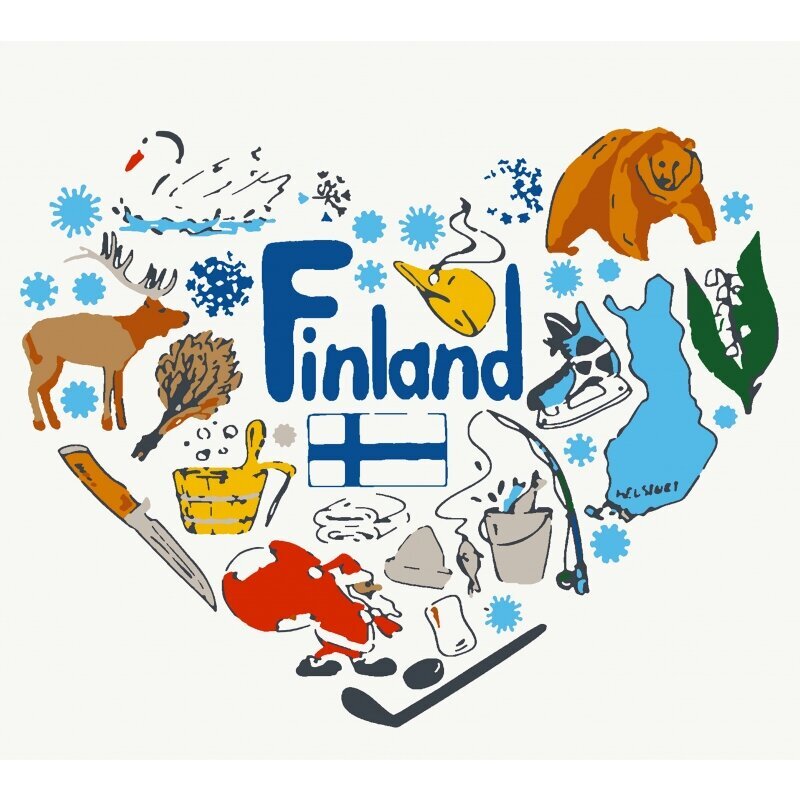 Maalimiskomplekt numbrite järgi Ma armastan Soomet 15x20 hind ja info | Maalid numbri järgi | kaup24.ee