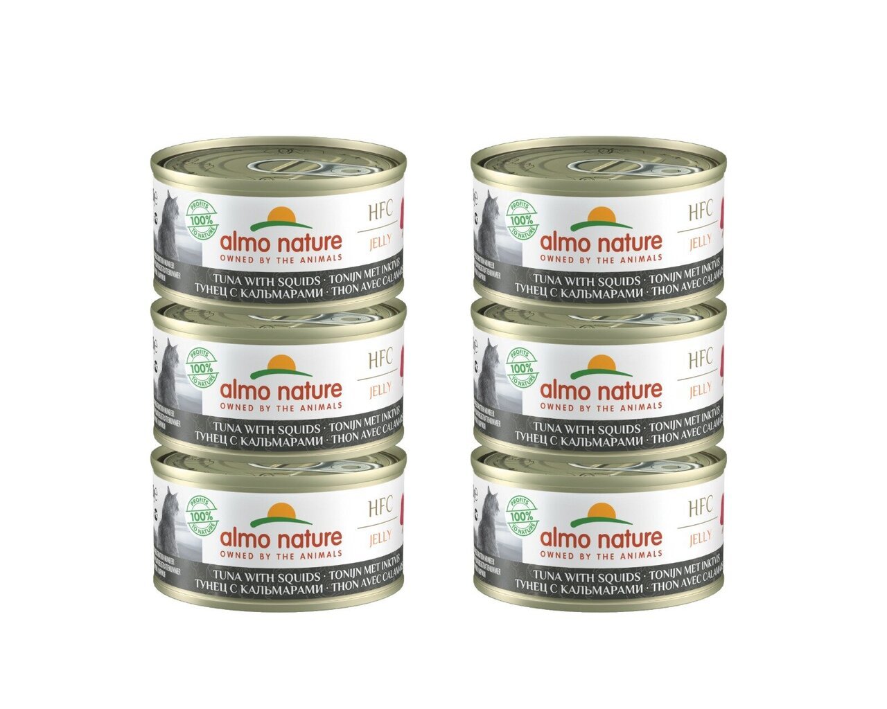 Almo Nature HFC Jelly, kassidele, tuunikala kalmaariga tarretises, 6x70g hind ja info | Konservid kassidele | kaup24.ee