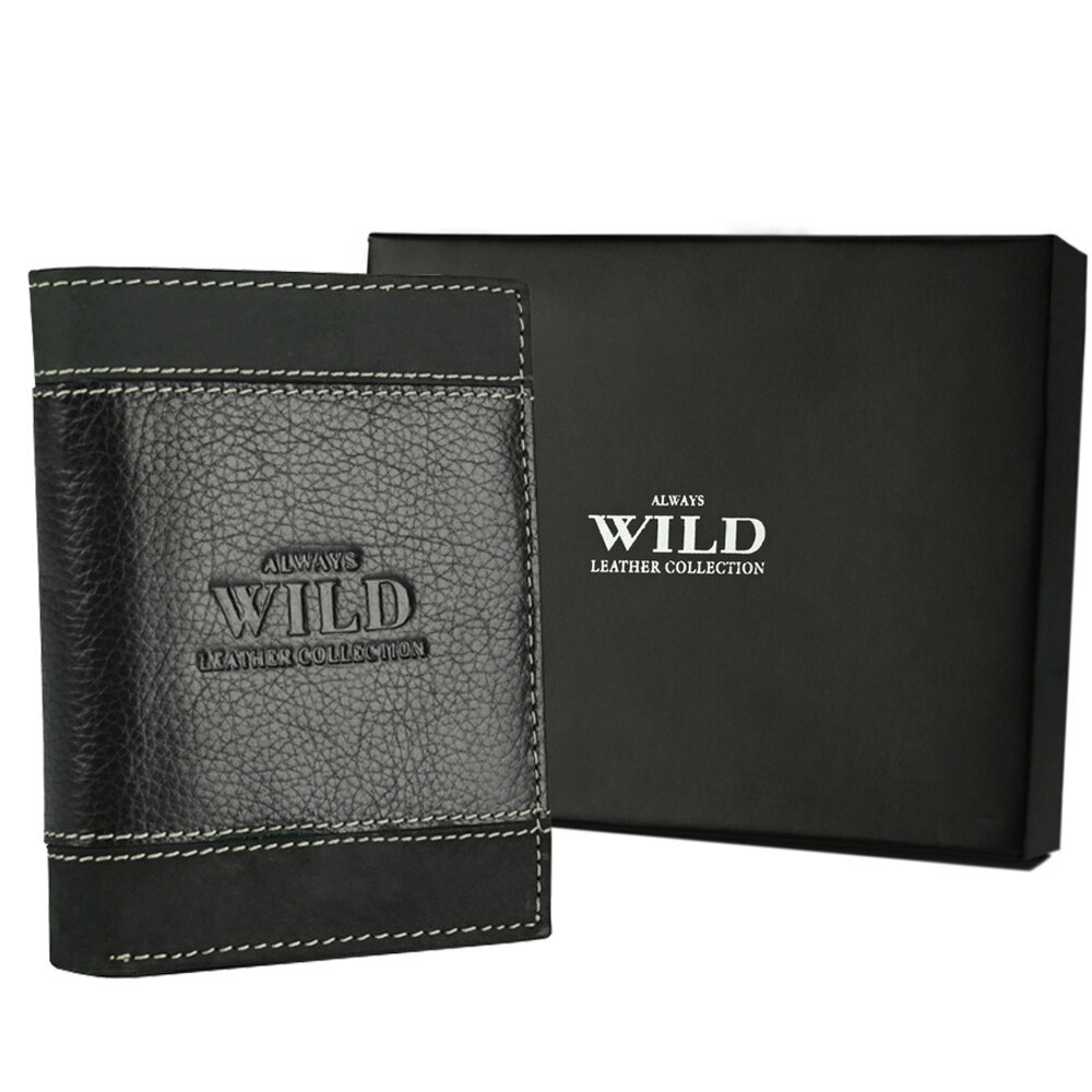Meeste naturaalsest nahast rahakott Always Wild, must hind ja info | Meeste rahakotid | kaup24.ee