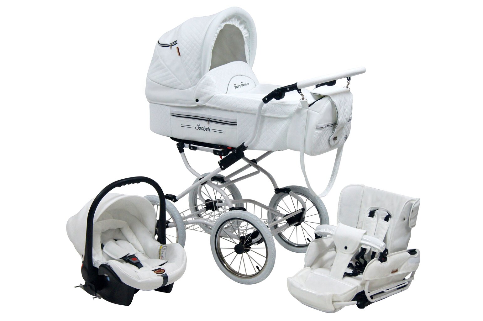Jalutuskäru Isabell Baby Fashion 3in1 - white цена и информация | Vankrid, jalutuskärud | kaup24.ee