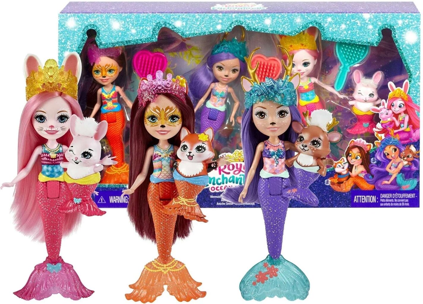 Mattel - Royal Enchantimals Ocean Kingdom Mermaid Crew Dolls цена и информация | Tüdrukute mänguasjad | kaup24.ee