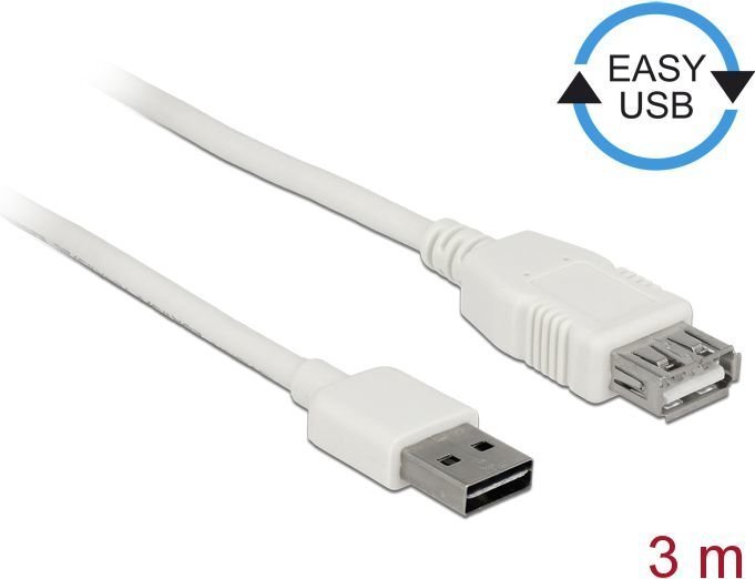 USB juhe Easy Delock, 3m, valge цена и информация | Kaablid ja juhtmed | kaup24.ee