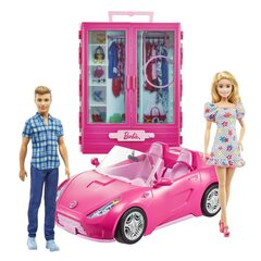 Mattel - Barbie And Ken With Wardrobe And Pink Convertible hind ja info | Tüdrukute mänguasjad | kaup24.ee
