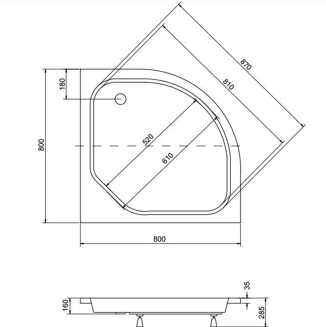 Dušialus PMD Piramida Diper II hind ja info | Dušialused | kaup24.ee