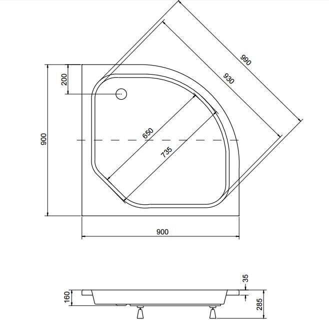 Dušialus PMD Piramida Diper II hind ja info | Dušialused | kaup24.ee