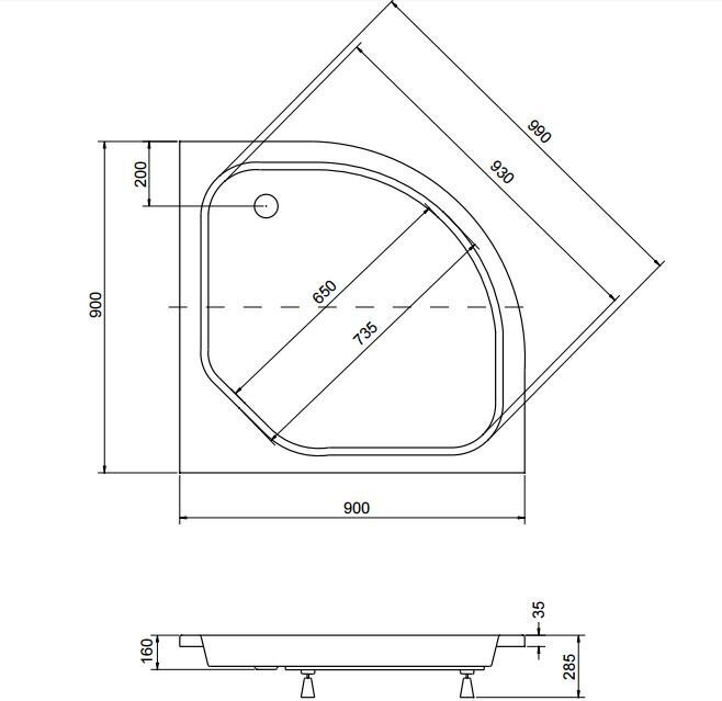 Dušialus PMD Piramida Diper II hind ja info | Dušialused | kaup24.ee