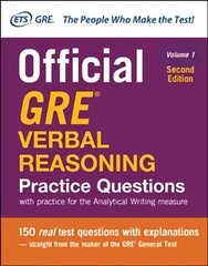 Official GRE Verbal Reasoning Practice Questions, Second Edition, Volume 1 hind ja info | Ühiskonnateemalised raamatud | kaup24.ee