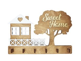 Деревянная ключница с домом и надписью на дереве "Sweet Home" цена и информация | Детали интерьера | kaup24.ee