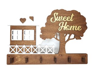 Деревянная ключница с домом и надписью на дереве "Sweet Home" цена и информация | Детали интерьера | kaup24.ee