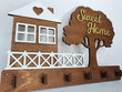 Puidust võtmehoidja majaga ja kirjaga puul "Sweet Home" hind ja info | Sisustuselemendid | kaup24.ee