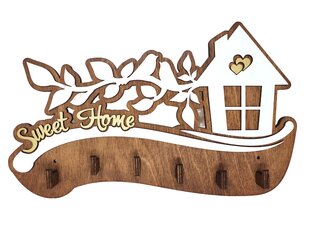 Деревянная ключница с домом и птичками на ветке с надписью “Sweet home” цена и информация | Детали интерьера | kaup24.ee