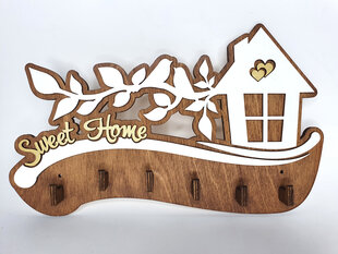 Puidust võtmehoidja maja ja lindudega oksal kirjaga “Sweet home” hind ja info | Sisustuselemendid | kaup24.ee