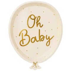 Ühekordsed taldrikud "Oh baby" 17,5cm&22cm 6 tk цена и информация | Праздничная одноразовая посуда | kaup24.ee