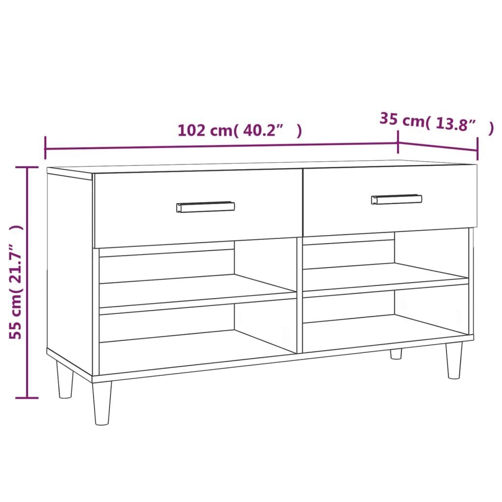 vidaXL kingakapp, suitsutatud tamm, 102 x 35 x 55 cm, tehispuit цена и информация | Jalatsikapid, jalatsiriiulid | kaup24.ee