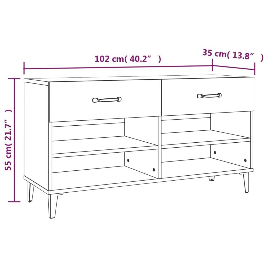 vidaXL jalatsikapp, valge, 102 x 35 x 55 cm, tehispuit цена и информация | Jalatsikapid, jalatsiriiulid | kaup24.ee