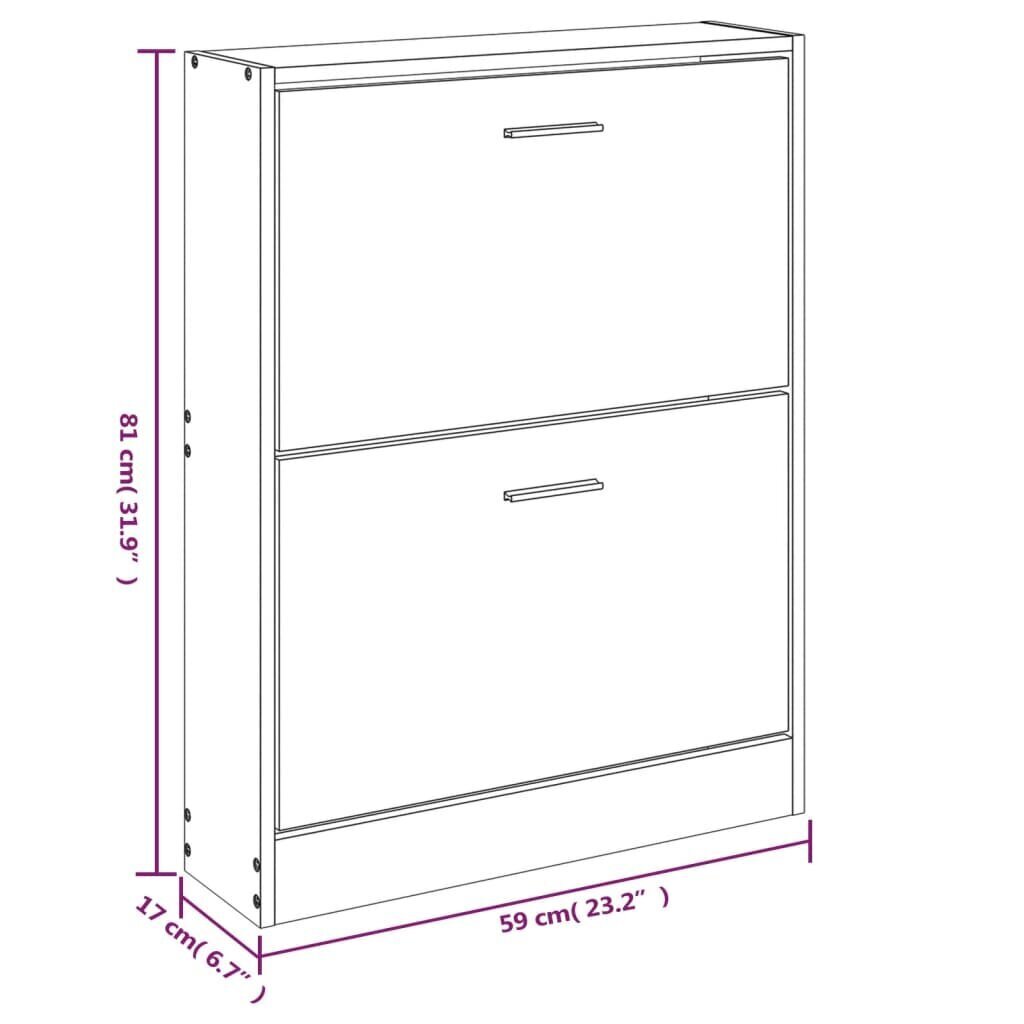 vidaXL jalatsikapp, suitsutatud tamm, 59 x 17 x 81 cm, tehispuit hind ja info | Jalatsikapid, jalatsiriiulid | kaup24.ee