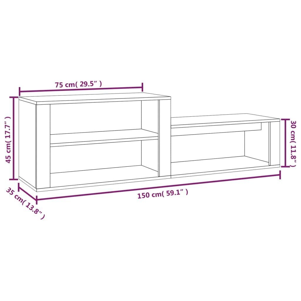 vidaXL jalatsikapp, valge, 150 x 35 x 45 cm, tehispuit цена и информация | Jalatsikapid, jalatsiriiulid | kaup24.ee