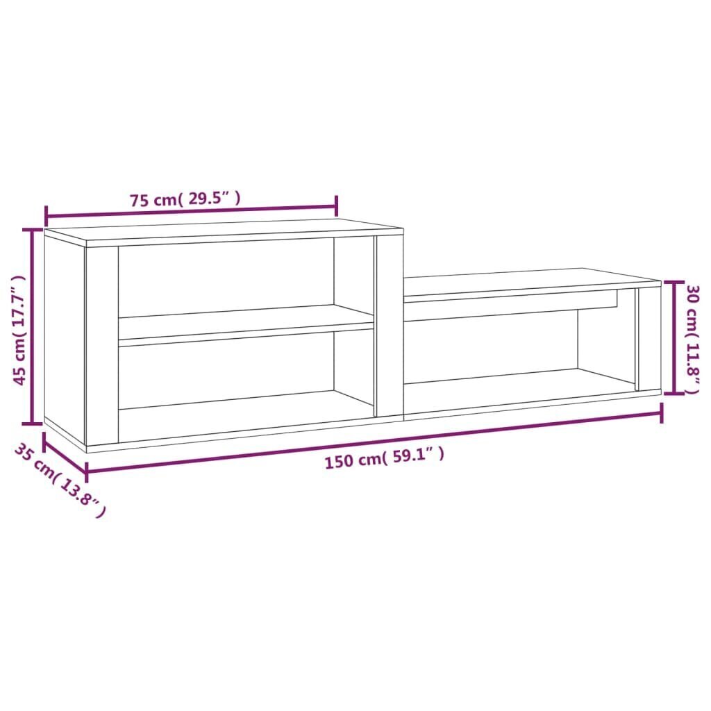 vidaXL kingakapp, suitsutatud tamm, 150 x 35 x 45 cm, tehispuit цена и информация | Jalatsikapid, jalatsiriiulid | kaup24.ee