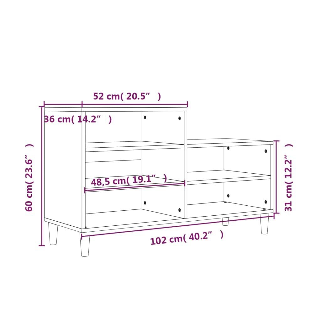 vidaXL kingakapp, hall Sonoma tamm, 102x36x60 cm, tehispuit цена и информация | Jalatsikapid, jalatsiriiulid | kaup24.ee