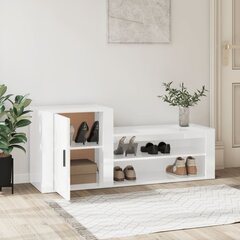 vidaXL jalatsikapp, kõrgläikega valge, 130 x 35 x 54 cm, tehispuit цена и информация | Полки для обуви, банкетки | kaup24.ee
