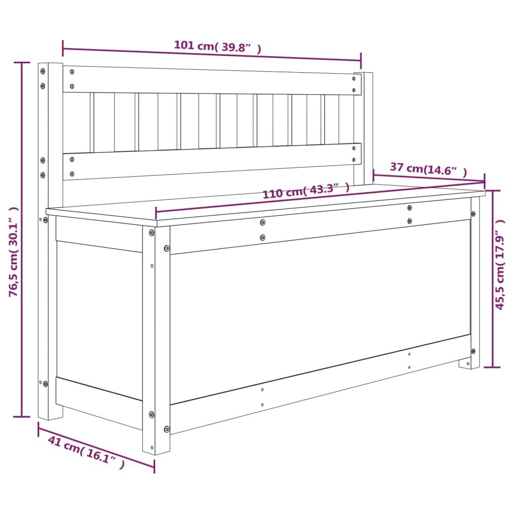 vidaXL pink, valge, 110 x 41 x 76,5 cm, männipuit цена и информация | Jalatsikapid, jalatsiriiulid | kaup24.ee