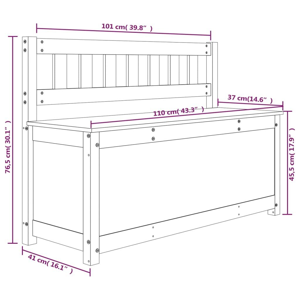 vidaXL pink, must, 110 x 41 x 76,5 cm, männipuit цена и информация | Jalatsikapid, jalatsiriiulid | kaup24.ee