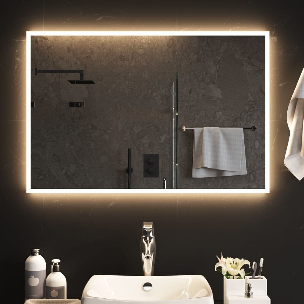 vidaXL LED vannitoapeegel, 90 x 60 cm hind ja info | Peeglid | kaup24.ee