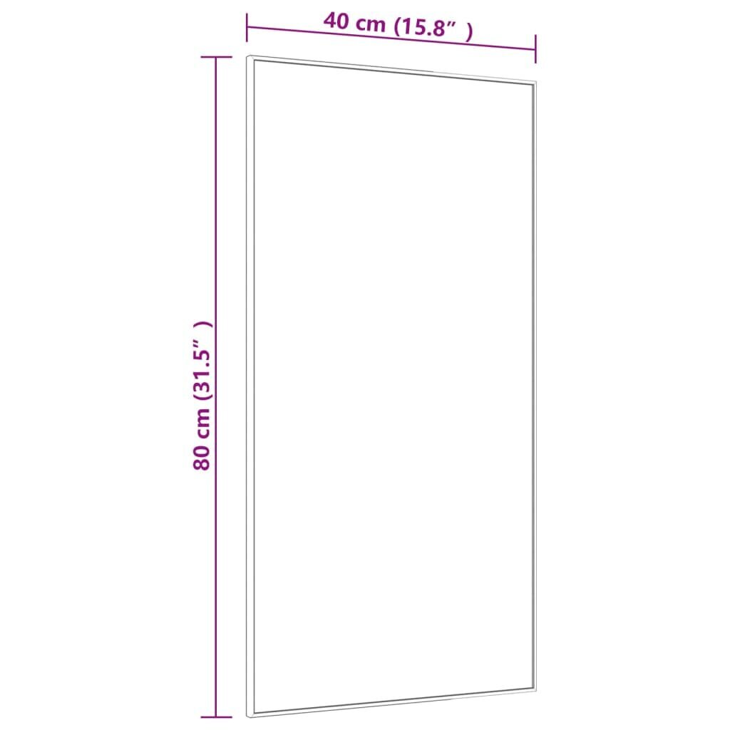 vidaXL uksepeegel, must, 40 x 80 cm, klaas ja alumiinium hind ja info | Peeglid | kaup24.ee