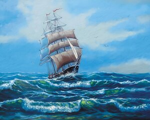 Maalimine numbrite järgi - maalimise komplekt 40x50 cm. "Ship with white sails" hind ja info | Maalid numbri järgi | kaup24.ee