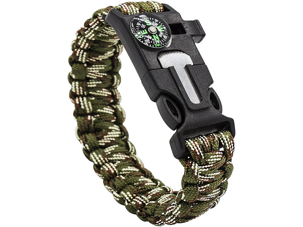 Kompassi ja matkatarvikutega käevõru Survival Braclet 5IN1 цена и информация | Taskunoad, multifunktsionaalsed tööriistad | kaup24.ee