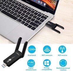 USB Wi-Fi adapter 1200MBps kahe wifi võrgukaart hind ja info | USB jagajad, adapterid | kaup24.ee