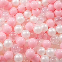 Мягкий круглый бассейн для мячей KiddyMoon 90x30 см/300 шаров ∅ 7 см, сделано в ЕС, синий: пудровый розовый/жемчужный/прозрачный цена и информация | Игрушки для малышей | kaup24.ee