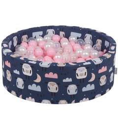 KiddyMoon beebi vahtpolster pallidega 90x30cm/200 palli ∅ 7cm / 2.75in Round Made in EU, lambad-sinine:powderpink/pearl/transparent цена и информация | Игрушки для малышей | kaup24.ee