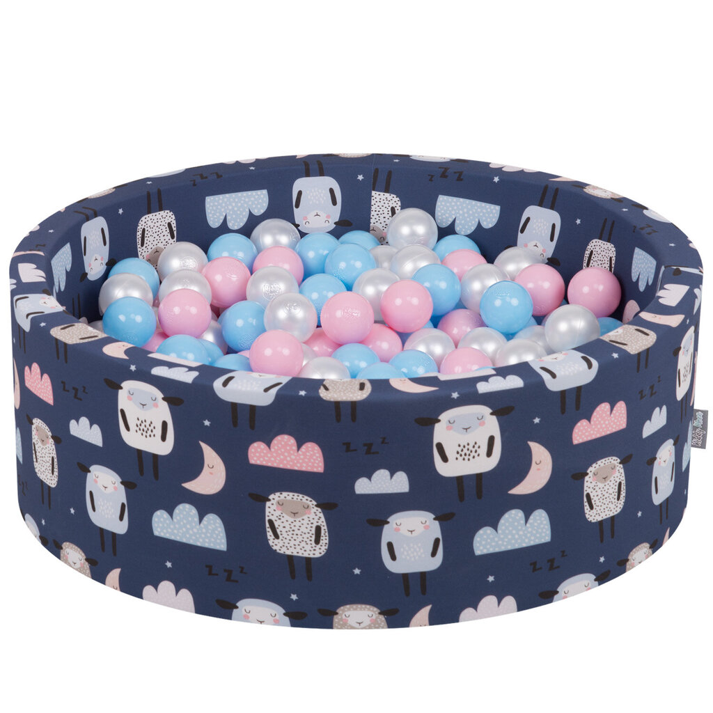 KiddyMoon beebi vahtpolster pallidega 90x30cm/300 palli ∅ 7cm / 2.75in Round Made in EU, lamba-sinine:babyblue/powderpink/pearl цена и информация | Imikute mänguasjad | kaup24.ee