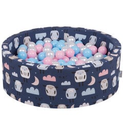 Мягкий круглый бассейн для мячей KiddyMoon 90x30 см/200 шаров ∅ 7 см, сделано в ЕС, овечий синий: детский синий/пудровый розовый/жемчужный цена и информация | Игрушки для малышей | kaup24.ee