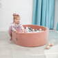 KiddyMoon pehme palliväljak ümmargune 90x30cm/300 palli ∅ 7cm / 2.75In lastele, Foam Velvet Ball Pool Baby Playballs, Made In The EU, desert pink: pärl/halli/läbipaistev/pulberroosa цена и информация | Imikute mänguasjad | kaup24.ee