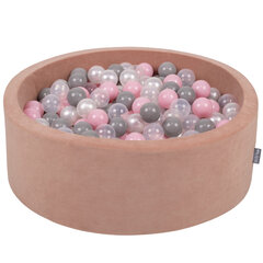 Мягкий круглый бассейн для мячей KiddyMoon 90x30 см/300 шаров ∅ 7 см / 2.75In для детей, пенопластовый бархатный бассейн для детских игр, сделано в ЕС, пустынный розовый: жемчужный/серый/прозрачный цена и информация | Игрушки для малышей | kaup24.ee