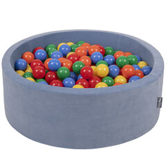 KiddyMoon pehme palliväljak ümmargune 90x30cm/300 palli ∅ 7cm / 2.75In lastele, Foam Velvet Ball Pool Baby Playballs, Made In The EU, jääsinine: kollane/roheline/sinine/punane/oranž hind ja info | Imikute mänguasjad | kaup24.ee