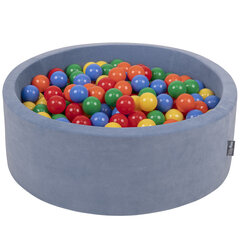 KiddyMoon pehme palliväljak ümmargune 90x30cm/200 palli ∅ 7cm / 2.75In lastele, Foam Velvet Ball Pool Baby Playballs, Made In The EU, jääsinine: kollane/roheline/sinine/punane/oranž hind ja info | Imikute mänguasjad | kaup24.ee