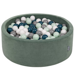 Шариковый бассейн KiddyMoon Velvet Ball Pool 90x30 см, 200 шаров, зеленый цена и информация | Игрушки для малышей | kaup24.ee