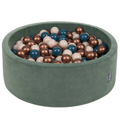 Шариковый бассейн KiddyMoon Velvet Ball Pool 90x30 см, 300 шаров, зеленый цена и информация | Игрушки для малышей | kaup24.ee